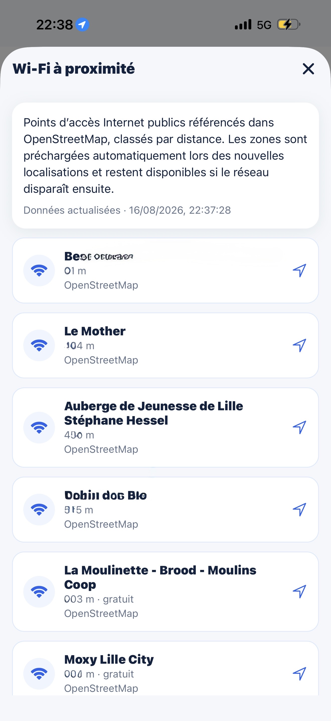 Wi-Fi à proximité