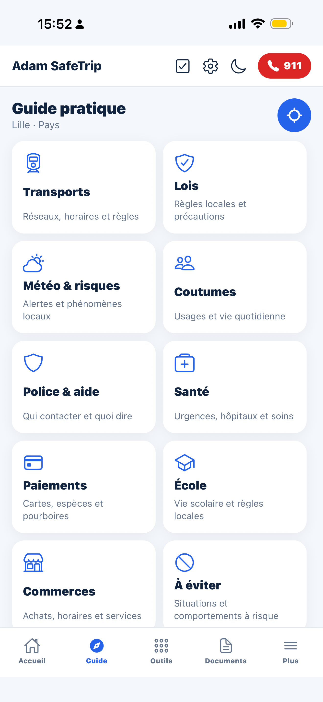 Guide pratique Adam SafeTrip