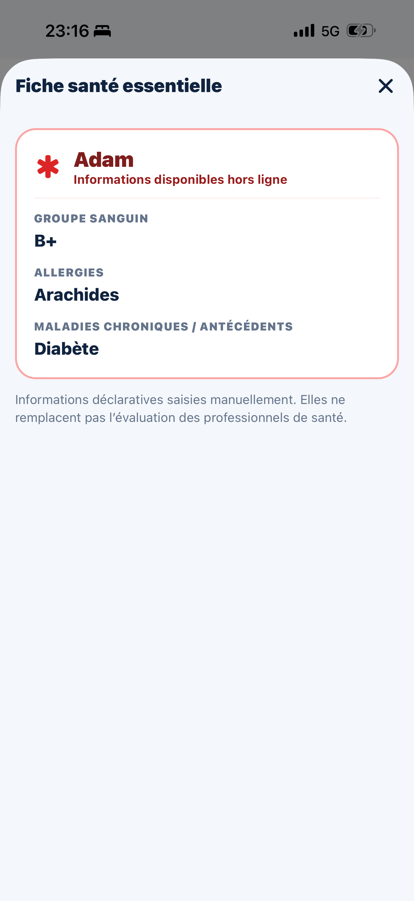 Fiche santé essentielle